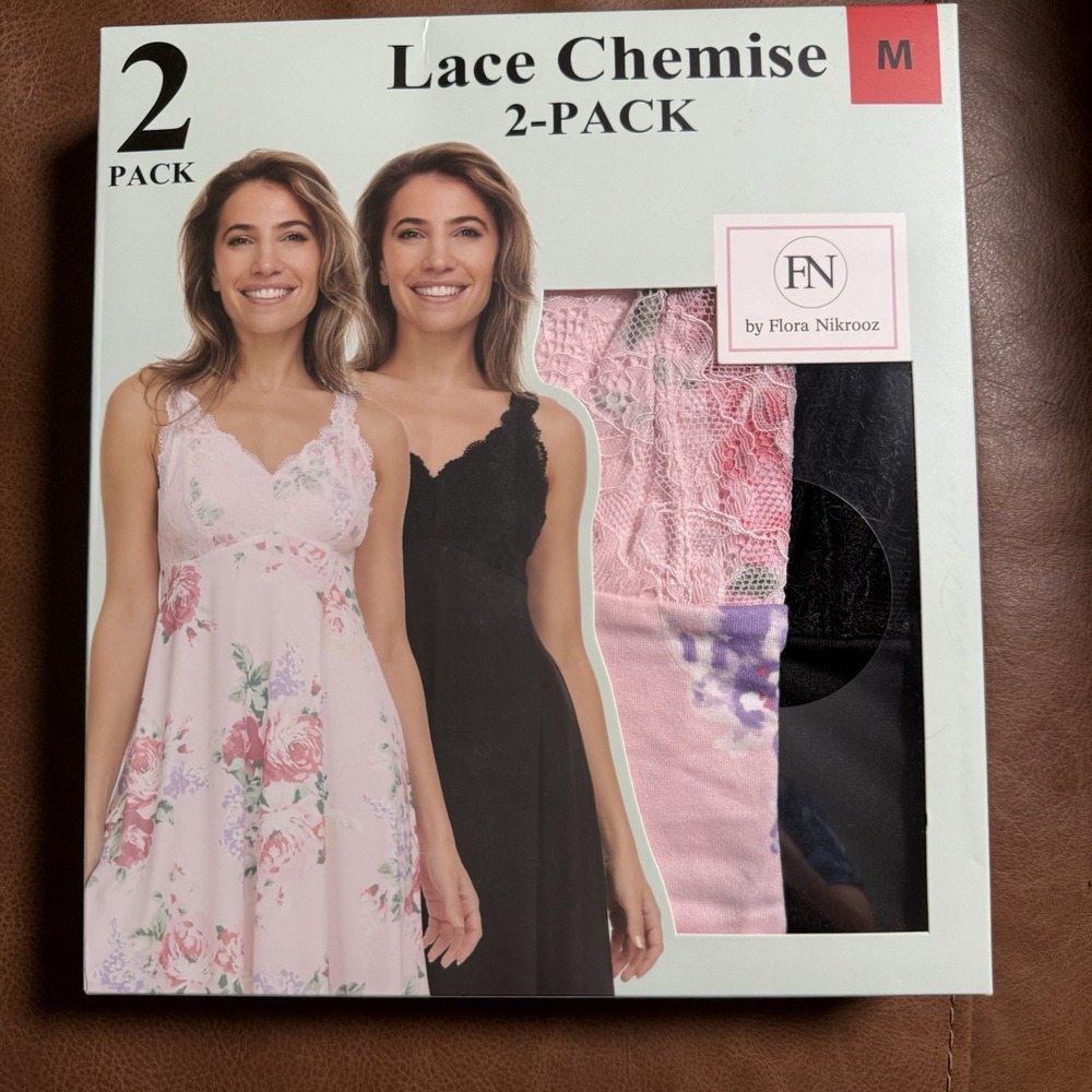 Women 2 Pack Lace Sleepwear Chemise Multi Color Floral‎ Elegant Summer  Sz M